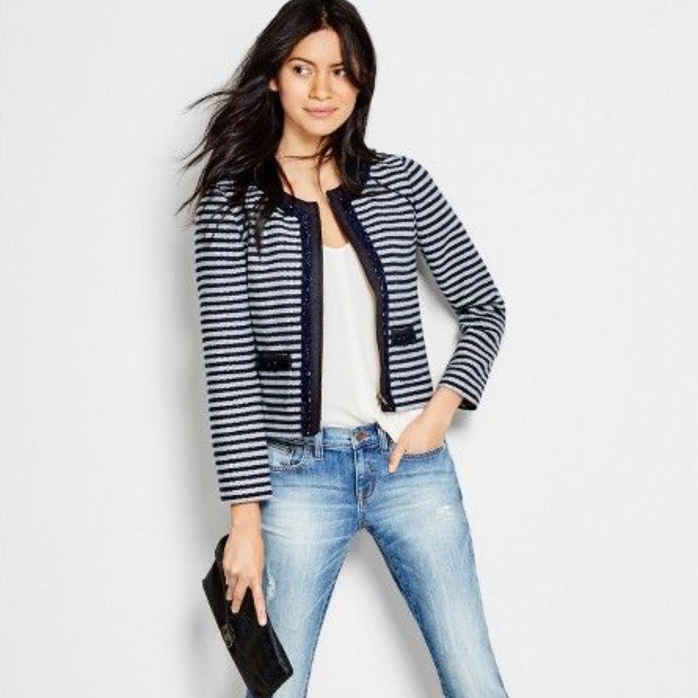Jcrew Tweed Navy and White Blazer